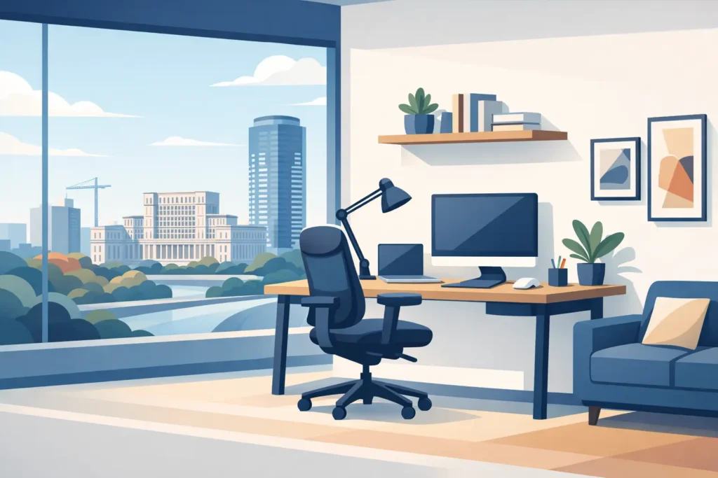 Apartament cu birou ergonomic în București